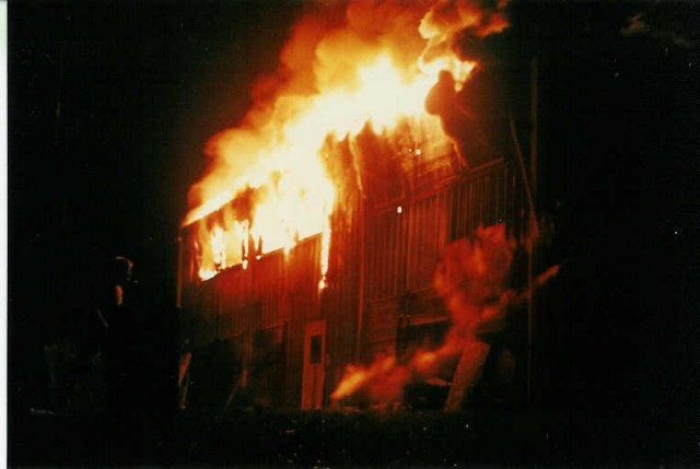 Building fire at Camp Hidden Hills on Meadville Road... 12/8/85